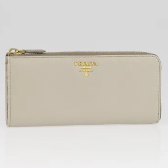 Authentic Prada Saffiano Leather Large Zip Around Wallet Cream - Picture 1 of 5